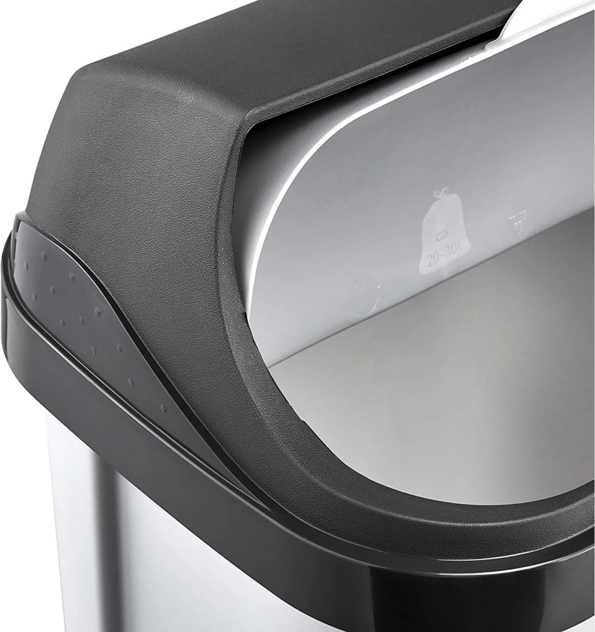 Abfalleimer mit Rolldeckel – 10 L, silber, 25,5 × 19 × 39 cm